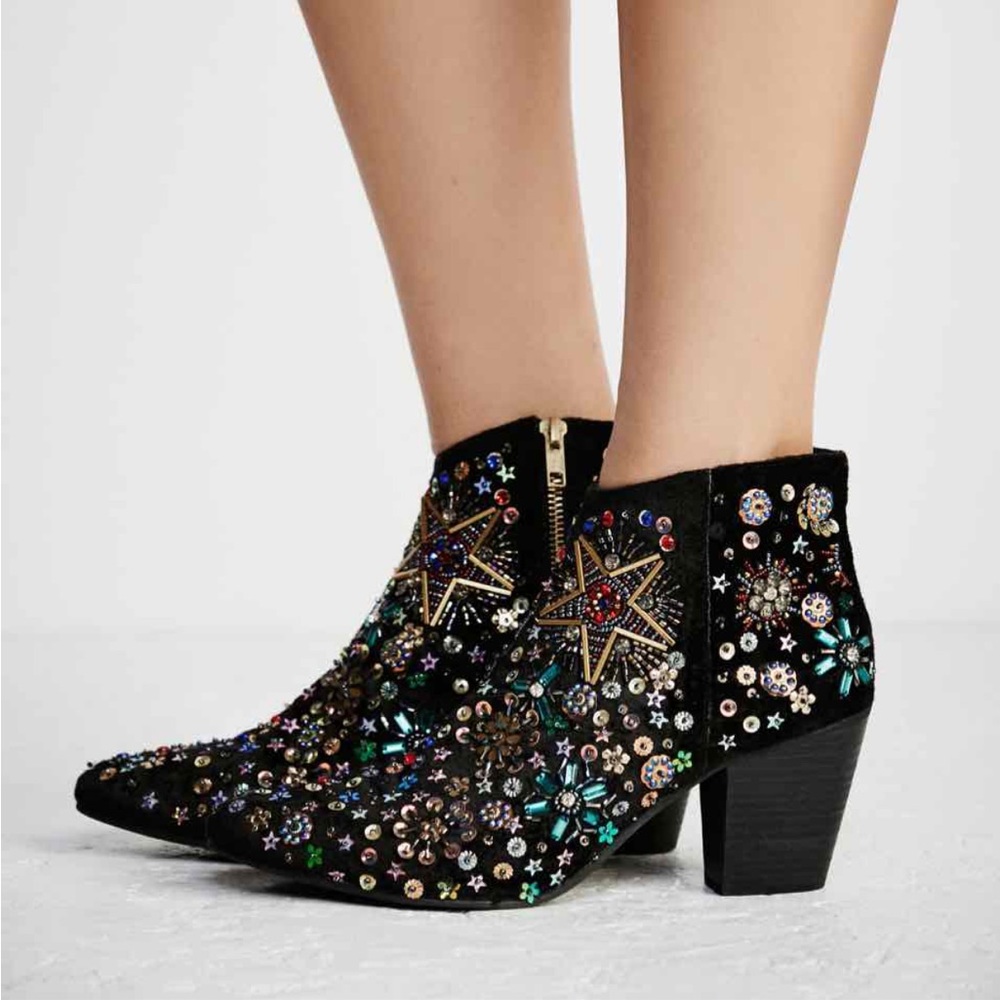 RARE Free People Sequin Ankle Boots